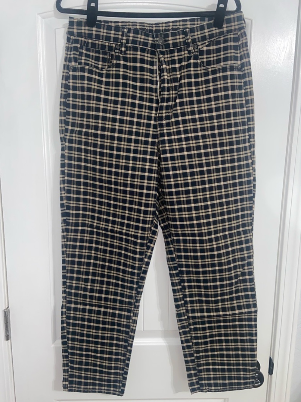 American Eagle plaid mom jeans